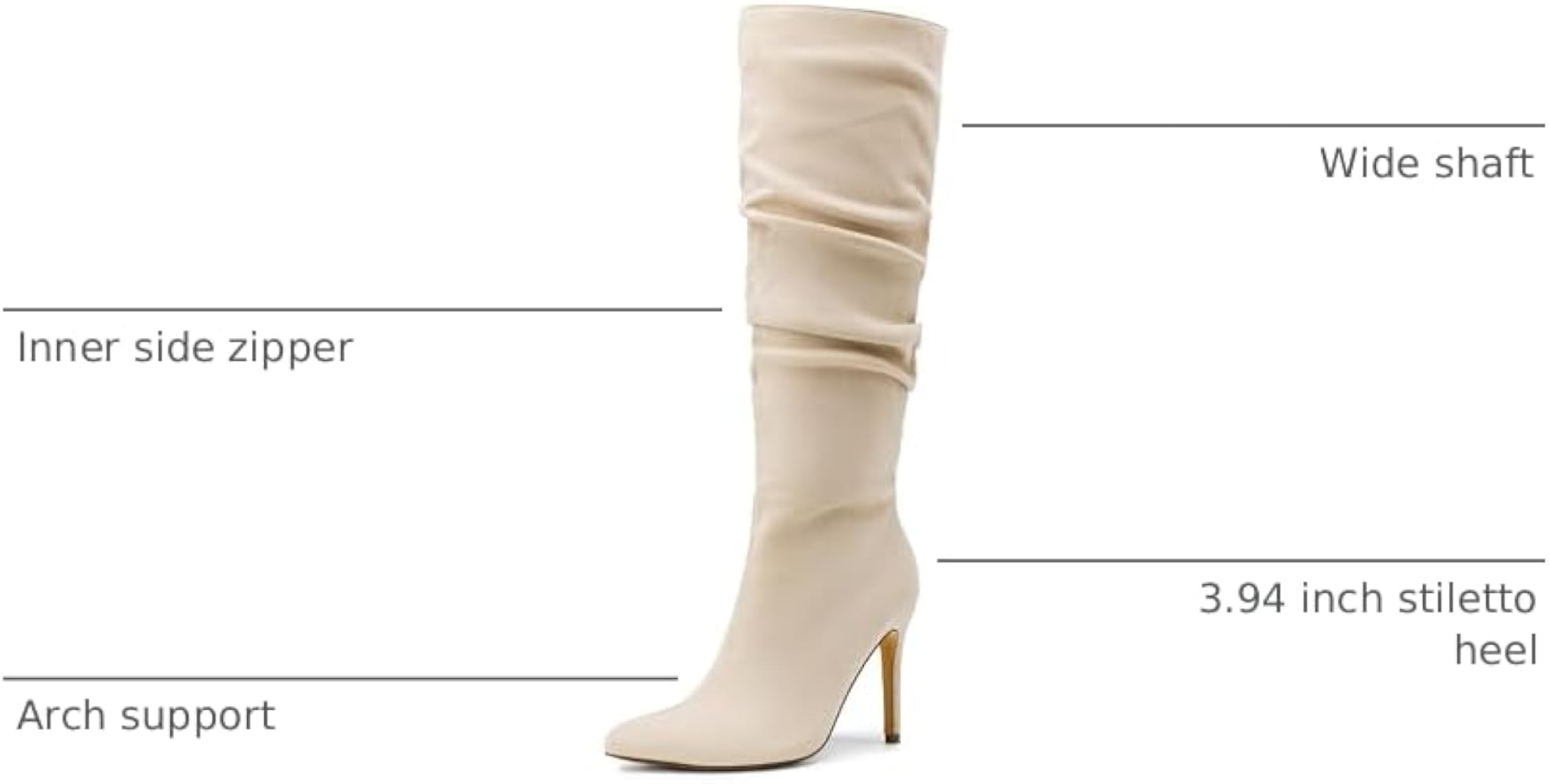 DREAM PAIRS Knee High Boots for Women Pointed Toe Stiletto High Heel Slouchy Suede with Side Zipp... | Amazon (US)