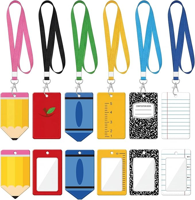 6 Pcs Teacher Lanyard with ID Holder, Teacher Appreciation Gifts ID Badge Holder Cute Pencil Comp... | Amazon (US)
