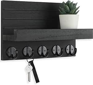 Lwenki Key Holder for Wall, Decorative Key and Mail Holder with Shelf Has Large Key Hooks for Bag... | Amazon (US)