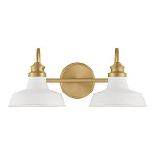 Hampton Bay Elmcroft 18.25 in. 2-Lights Brushed Gold and Designer White Bath Vanity Light-HB3671-... | The Home Depot