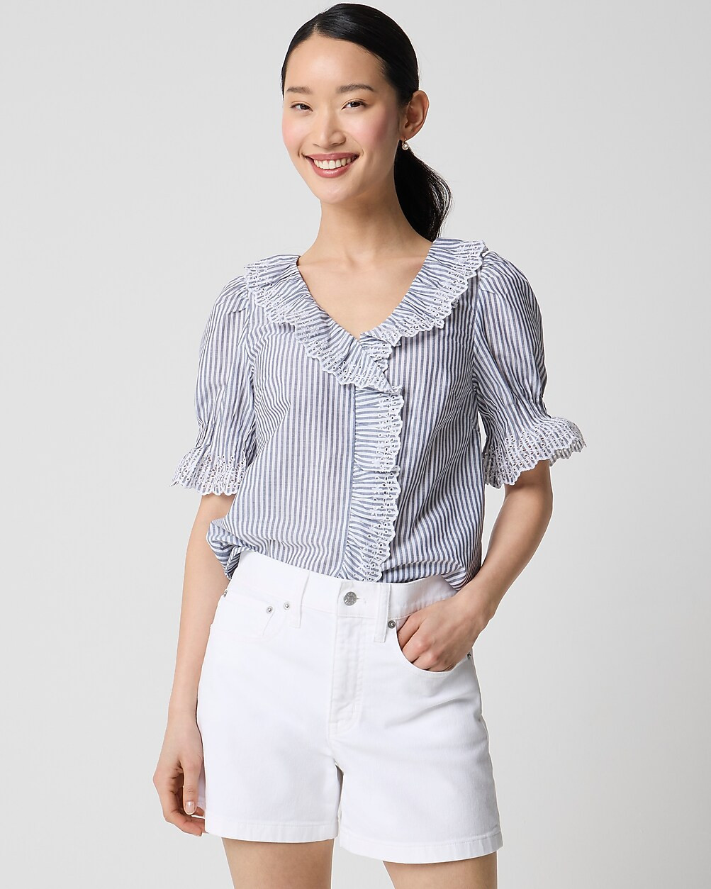 White mid-rise modern denim short | J.Crew Factory