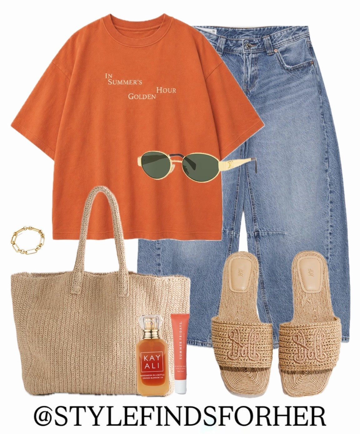 New bright orange graphic tee paired with barrel jeans and the viral rattan sandals that are back again this year 🙌🏻 Super casual summery outfit with a pop of colour 🍊

#LTKMidsize #LTKSeasonal #LTKootd