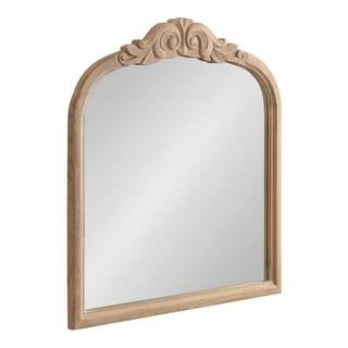 Arendahl Natural Brown 28 in. W x 30 in. H Arch Wood Wall Mirror | The Home Depot