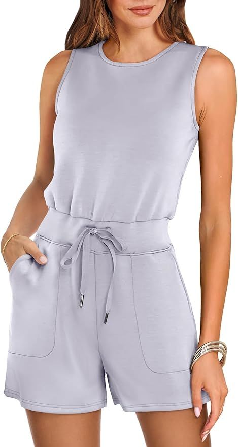 ANRABESS Romper for Women Summer Dressy Casual 2024 Fashion Outfits Sleeveless Cute Cozy Lounge S... | Amazon (US)