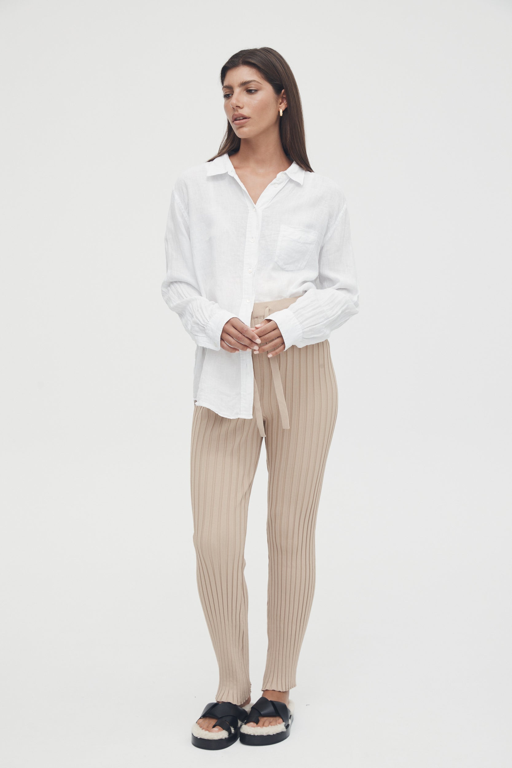 Luxe Rib Pant (Latte) - FINAL SALE | Legoe Heritage Maternity