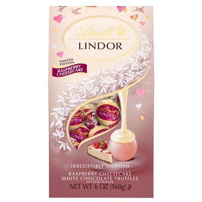 Lindor Valentine's Raspberry Cheesecake White Chocolate Truffles - 6oz | Target