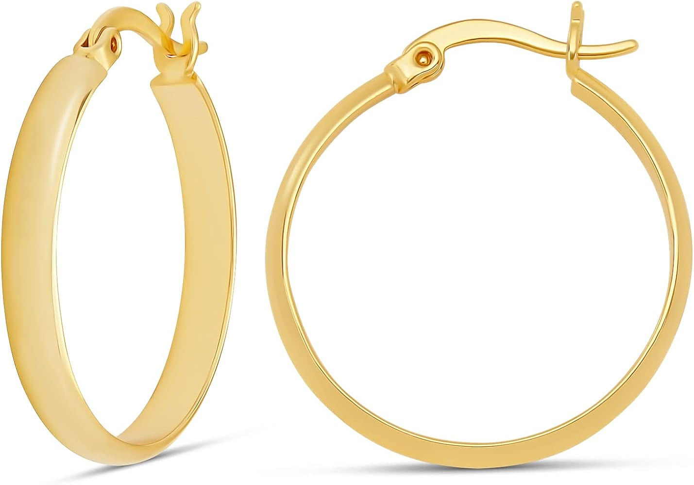 Amazon Essentials 14K Gold or Sterling Silver Plated Polished Dome Hoop | Amazon (US)