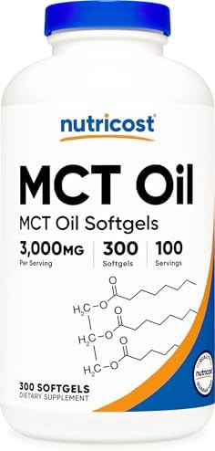 Nutricost MCT Oil Softgels 1000mg, 300 SFG (3,000mg Serv) - Great for Keto, Ketosis, and Ketogeni... | Amazon (US)