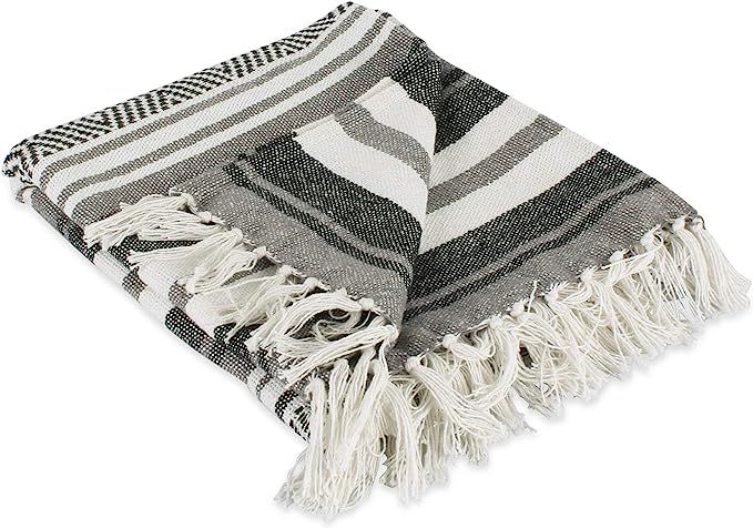 DII Farmhouse Woven Throw, 50x60 with 3" Fringe, Black, 1 Piece | Amazon (US)