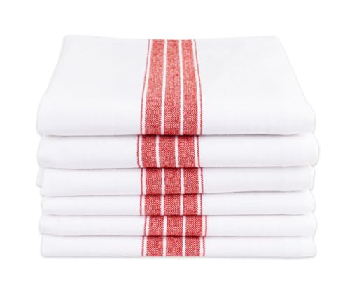 Christmas Kitchen Towels, 6 Pack, 100% Cotton Dish Towels for Kitchen, Red Striped Hand Towels Kitchen, Absorbent Tea Towel for Drying Dishes, Linen Dish Towels, Farmhouse Kitchen Towels, 20 x 28, Red | Amazon (US)
