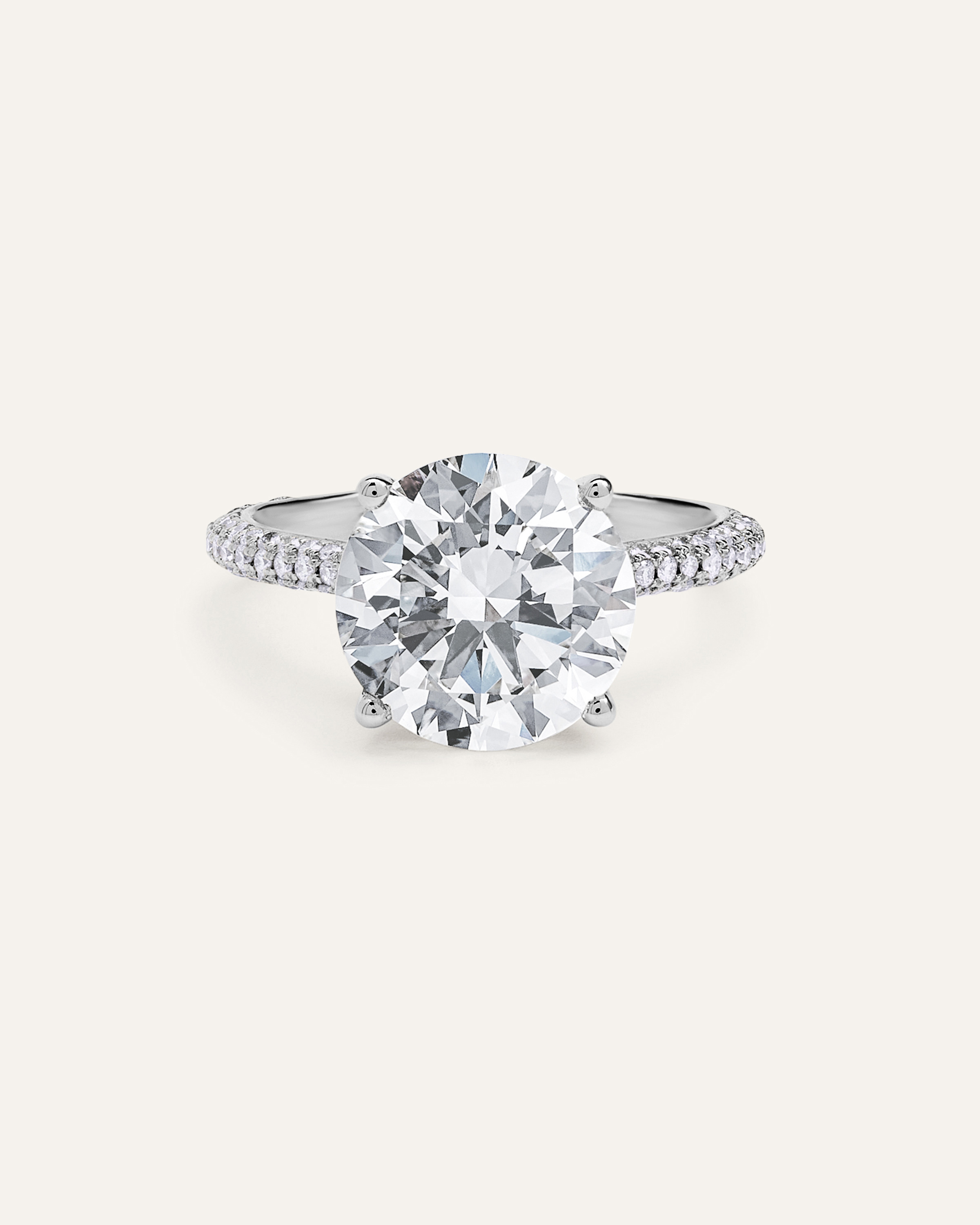 Quince | Women's Lab Grown Diamond Round Pave Cathedral Engagement Ring 5ctw in Platinum, Size 6.5 | Quince