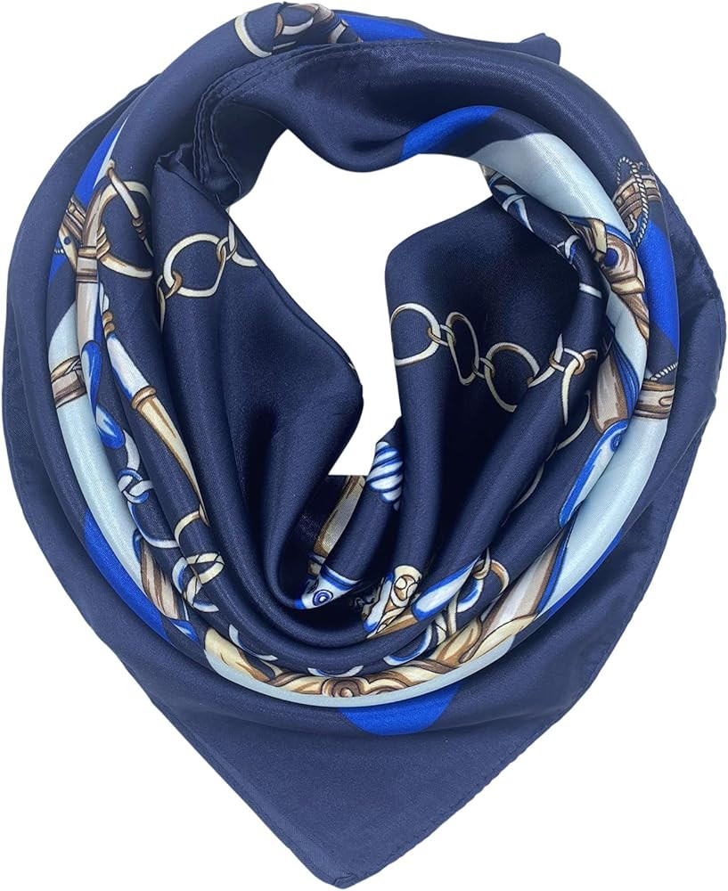 YOUR SMILE Silk Feeling Scarf Women's Fashion Pattern & Solid Color Large Square Satin Headscarf | Amazon (US)