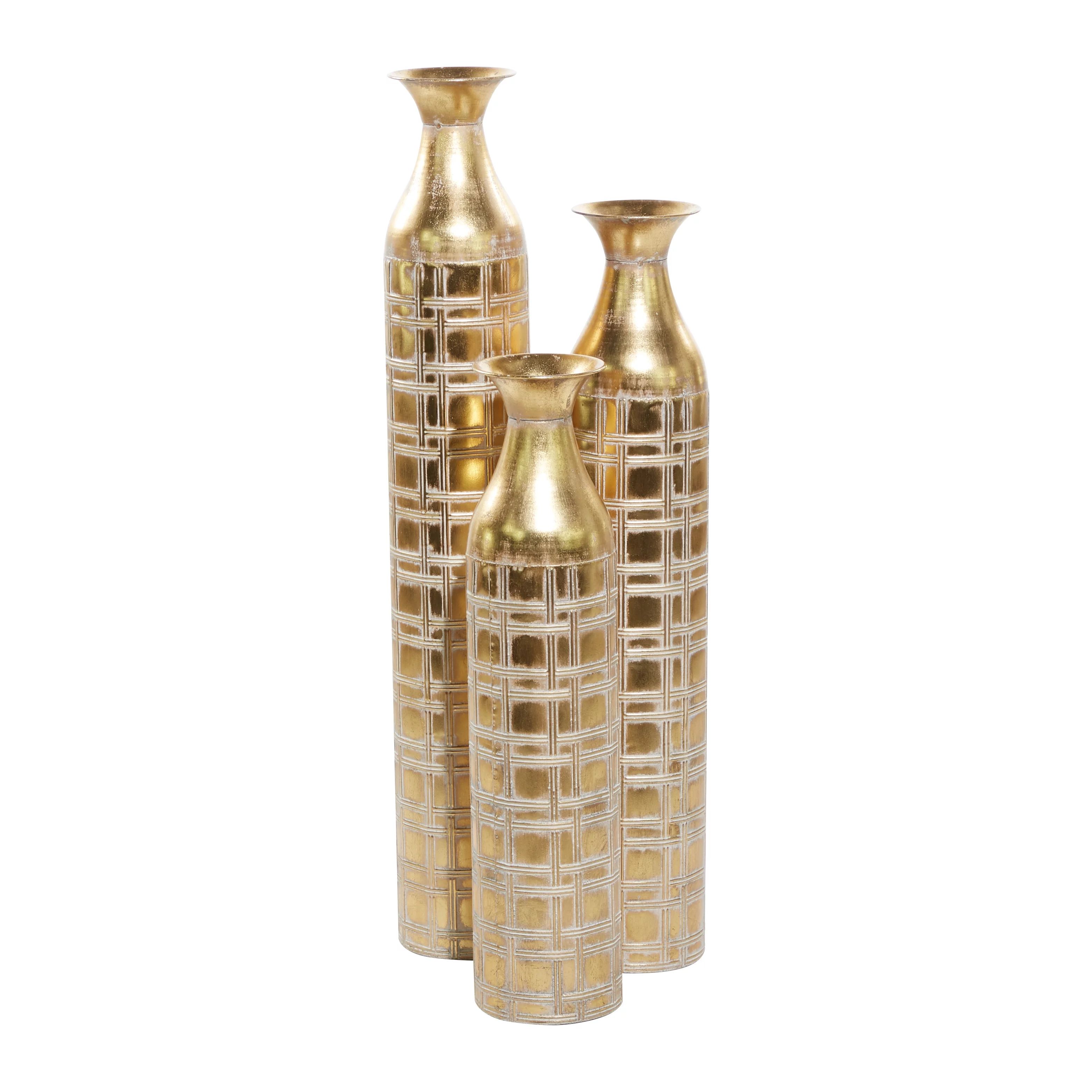DecMode 35", 30", 25"H Glam Metal Vase, Gold, 3 - Pieces - Walmart.com | Walmart (US)