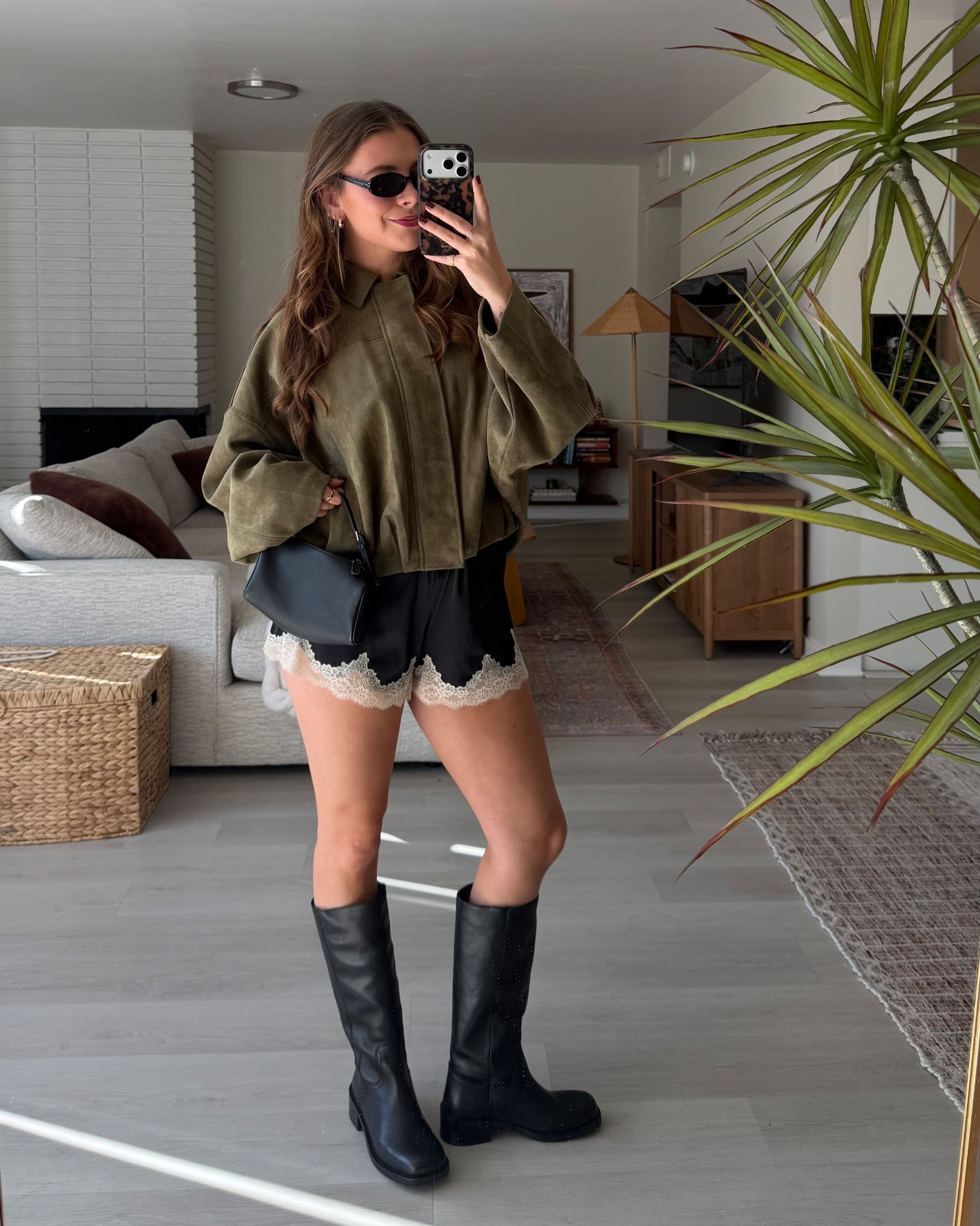 Medium in shorts and jacket! Casual fall outfit,  chic fall outfit #abercrombie 