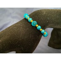 Teal Blue & Gold Coloured Bracelet | Etsy (US)