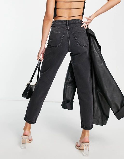 Topshop mom jeans in washed black | ASOS (Global)