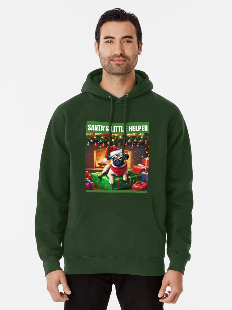 Christmas Fawn Pug - Santa's Little Helper Pullover Hoodie | Redbubble (US)