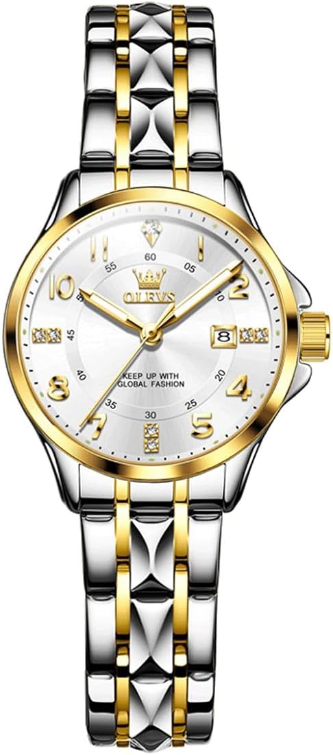 OLEVS Women's Watches Luxury Diamond Arabic Dial Wrist Watch for Women with Date Waterproof Stain... | Amazon (US)