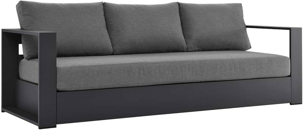 Modway Tahoe Outdoor Patio Powder-Coated Aluminum Sofa, Gray Charcoal | Amazon (US)