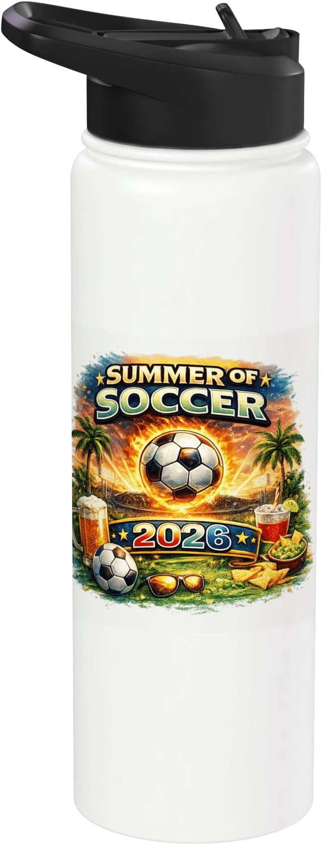 Summer of Soccer 2026 Fan Football Game Day Tropical Stainless Steel Insulated Water Bottle | Amazon (US)