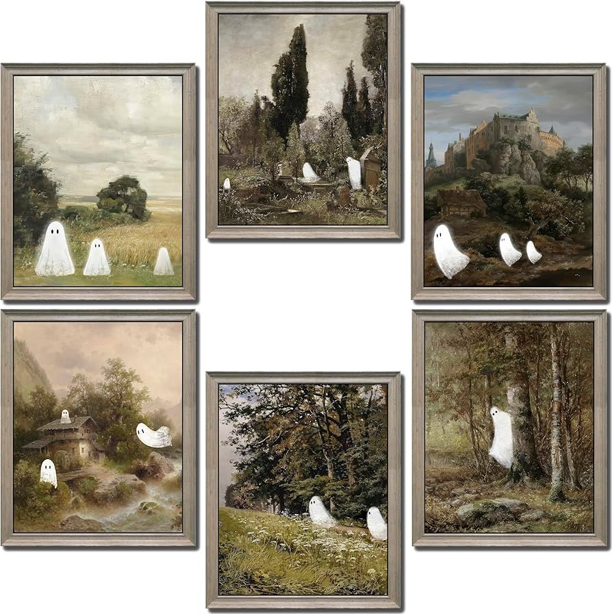 LANCHI95 6 Pcs 8x10in Halloween Decor, Ghost Decor, Halloween Wall Art Prints, Vintage Halloween ... | Amazon (US)