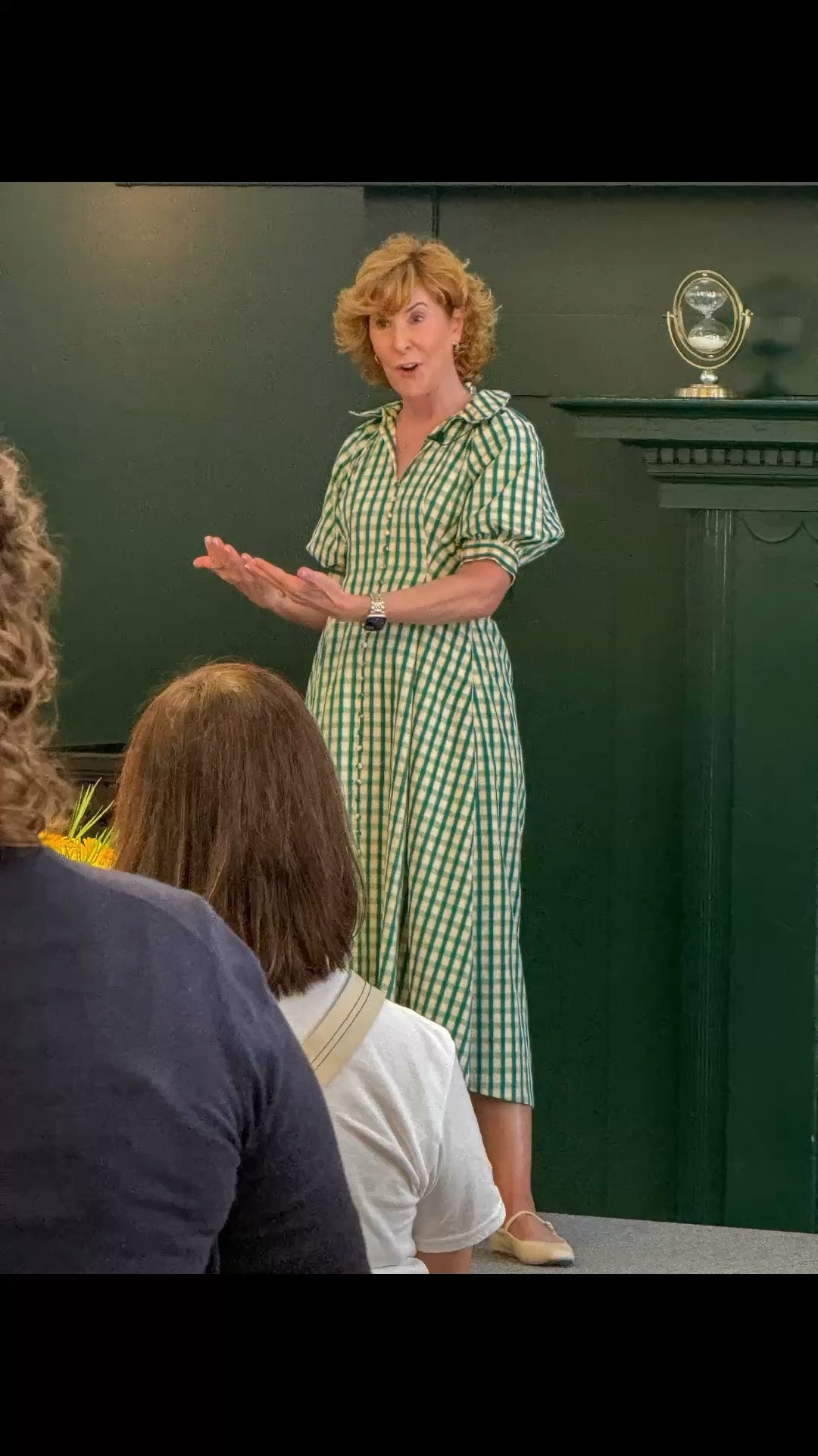 I had the best time speaking to freshmen parents after drop off day this week, and I got so many sweet compliments on this dress! This green gingham midi dress is such a fun mix of classic and feminine, with a collared V-neckline, puff sleeves, button front, and an easy, flattering silhouette. I paired it with ivory leather Mary Jane ballet flats for a polished look that was comfortable enough for a full day on my feet.

#LTKOver40 #LTKSaleAlert #LTKSeasonal