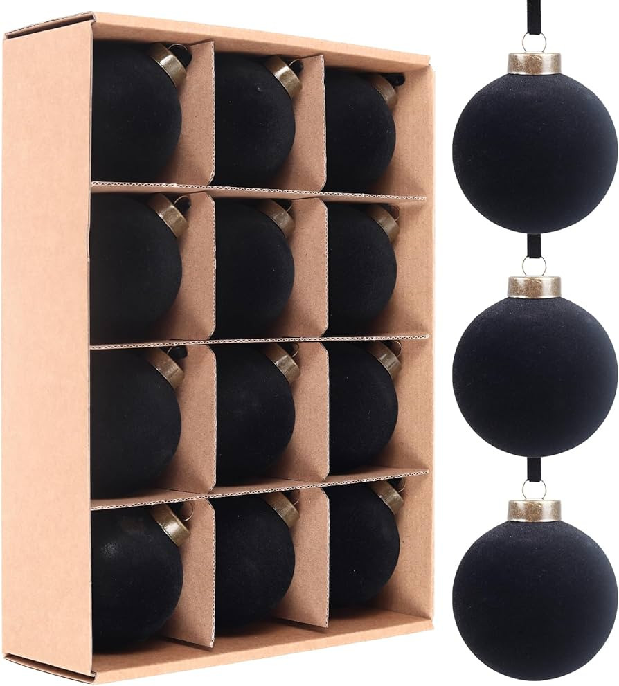 12 Pcs Velvet Christmas Balls Bulk Shatterproof Plastic Christmas Tree Decorations for Decorative... | Amazon (CA)