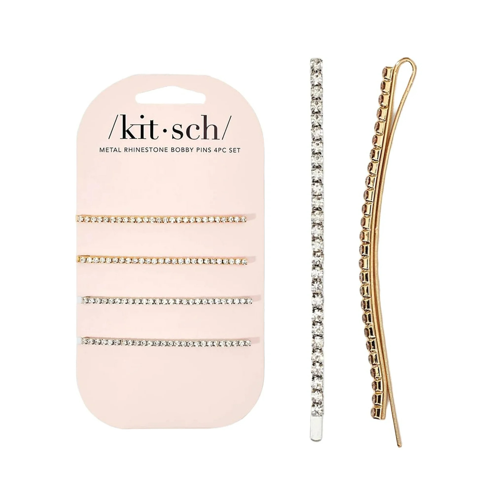 Kitsch Metal Rhinestone Extra Long Bobby Pins 4 pc Set - Gold & Silver | Walmart (US)