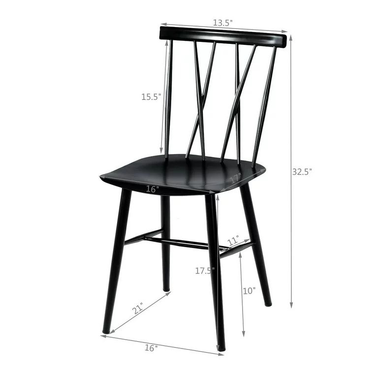 Costway Set of 2 Dining Side Chairs Chairs Armless Cross Back Kitchen Bistro Caf | Walmart (US)