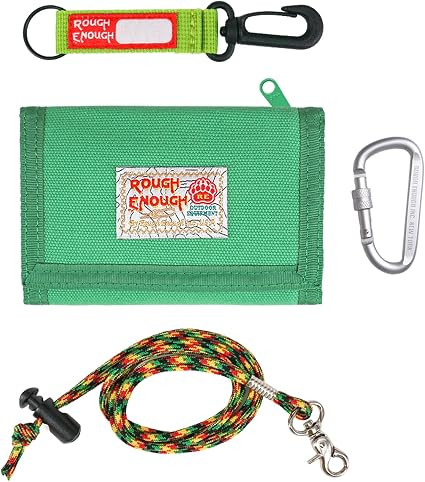 Rough Enough Kids Wallet for Boys Girls Preppy Teen with Neck Lanyard Keychain Canvas Green | Amazon (US)