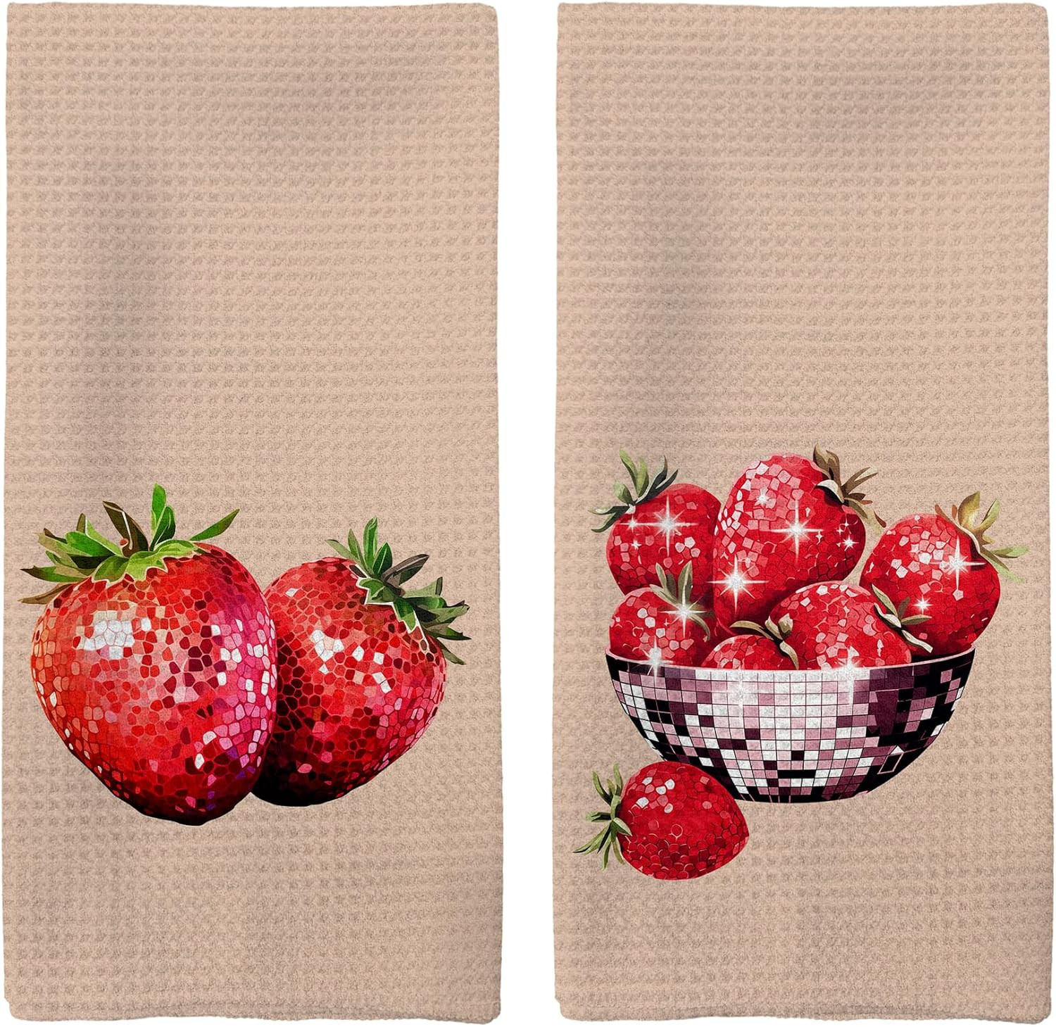 Strawberry Kitchen Towels, Disco Ball Strawberry Hand Towels, Retro Strawberry Dish Towels Dishcl... | Amazon (US)