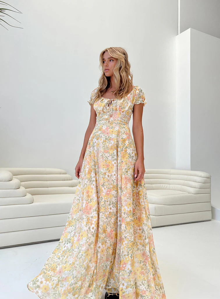Masuda Maxi Dress Yellow Floral | Princess Polly US