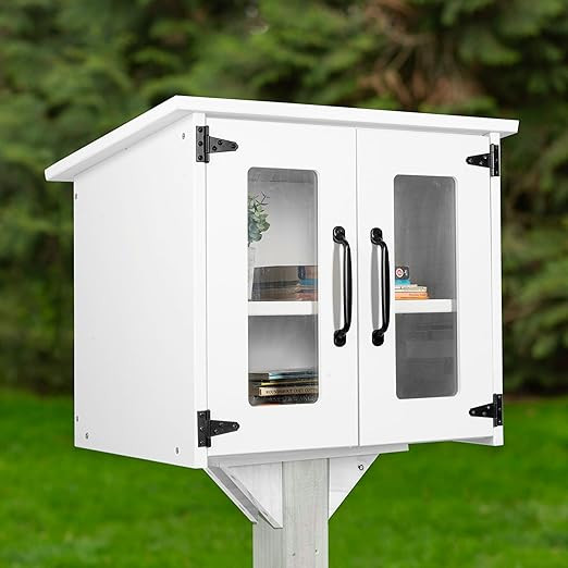 Ilyapa Little Library Box Outdoor - 22x14x19 Inch, White Library Book Kit - Weatherproof Composit... | Amazon (US)