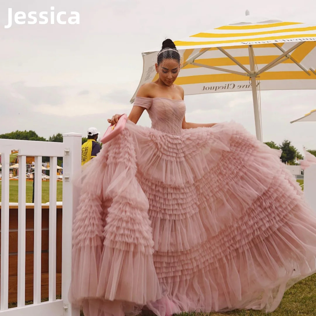 Jessica Pink Prom Dresses Luxurious Tulle Layers Evening Dress 2024فساتين السهرة Part... | AliExpress (US)