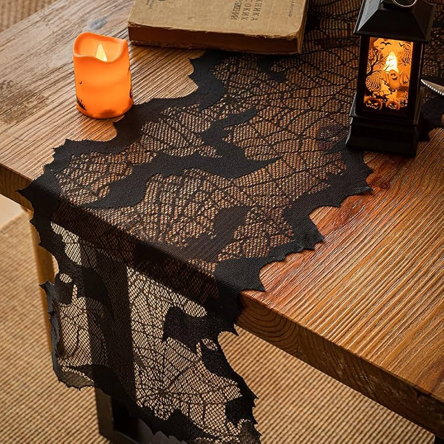 Halloween Table Runner, Black Lace Bat Web Table Runners for Halloween Table Decor, Creepy Table ... | Amazon (US)