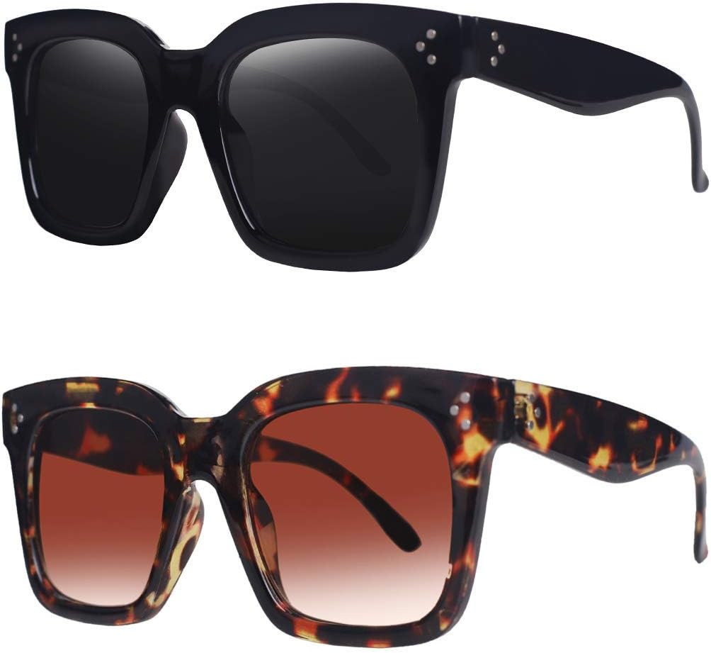 Vintage Women Oversized Sunglasses Designer Luxury Square Shades | Amazon (US)
