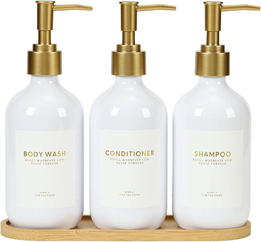 Shampoo and Conditioner Dispenser, 16.9 fl oz 3-Pack Plastic Refillable Shampoo and Conditioner B... | Amazon (US)