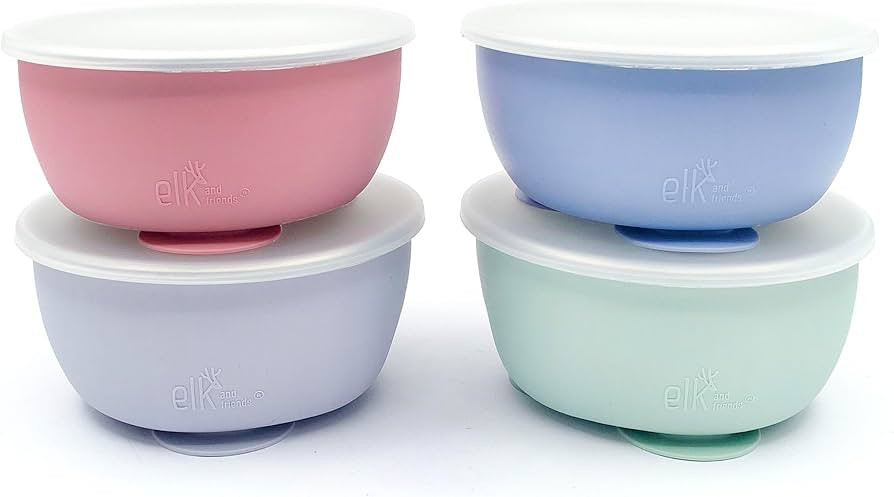 Elk and Friends Stainless Steel Bowls with Silicone Sleeve for Babies & Toddlers | Lids Included ... | Amazon (US)