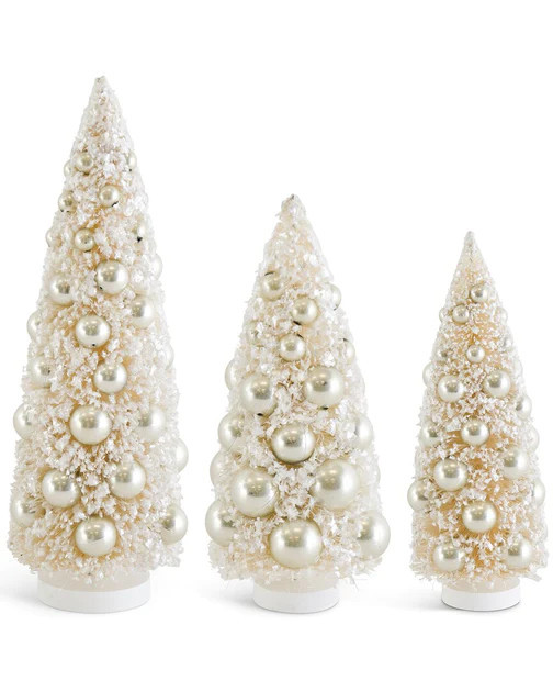 K&K Interiors Set of 3 Cream Bottle Brush Trees | Shop Simon