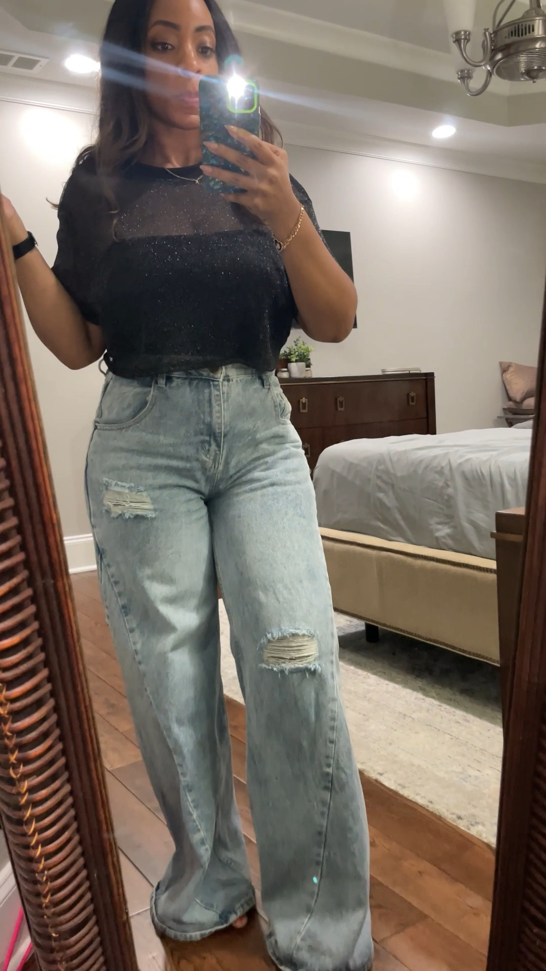 I love pairing sheer and denim! #outfit #outfitinspo (jeans from Fashion Nova - Kyra’s)

#LTKItBag #LTKStyleTip