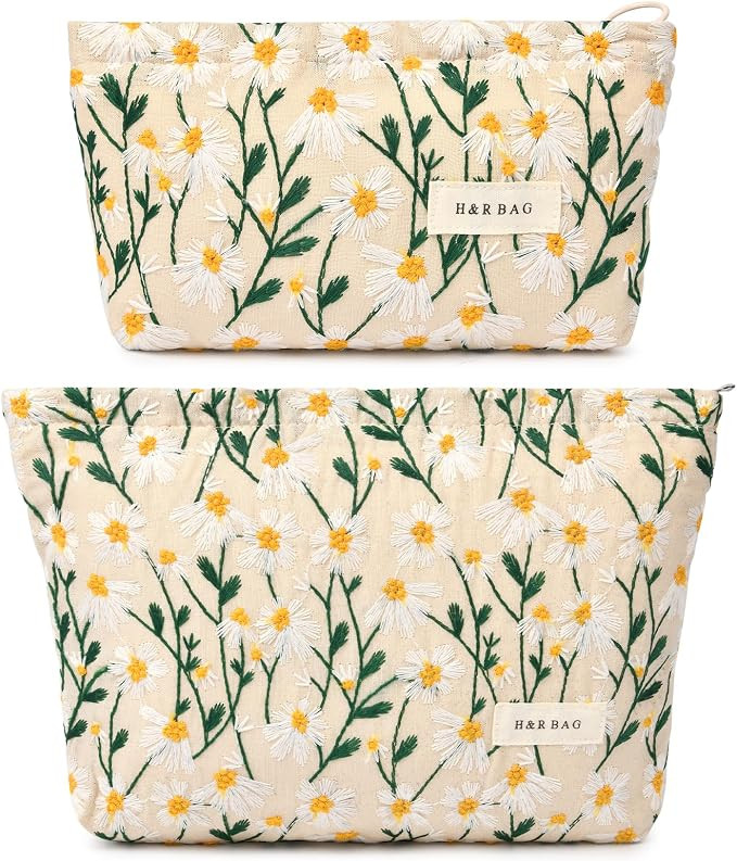 SOIDRAM 2 Pcs Makeup Bag Large Cosmetic Bag Toiletry Bag Makeup Pouch Travel Bag Organizer Cute M... | Amazon (US)