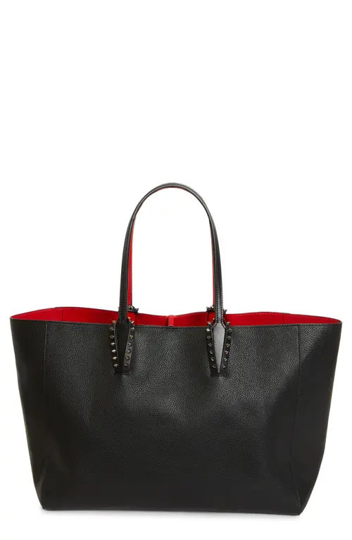 Christian Louboutin Large Cabata Soft Leather Tote Bag in Black/Gun Metal at Nordstrom | Nordstrom