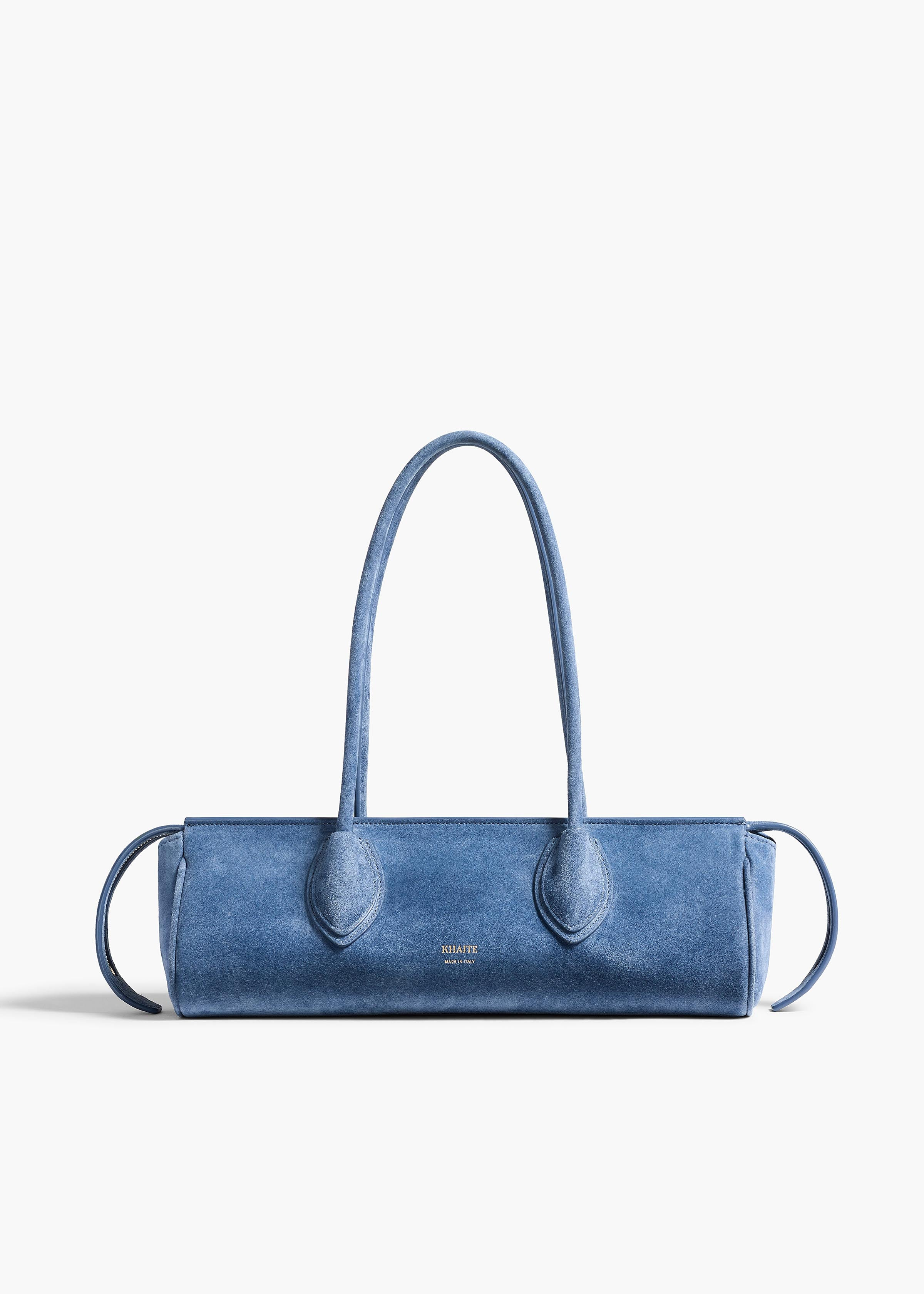 KHAITE - Donna Shoulder Bag In Cloud Iris Suede | Khaite