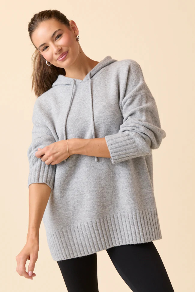 Etta Grey Hooded Sweater SALE | Pink Lily