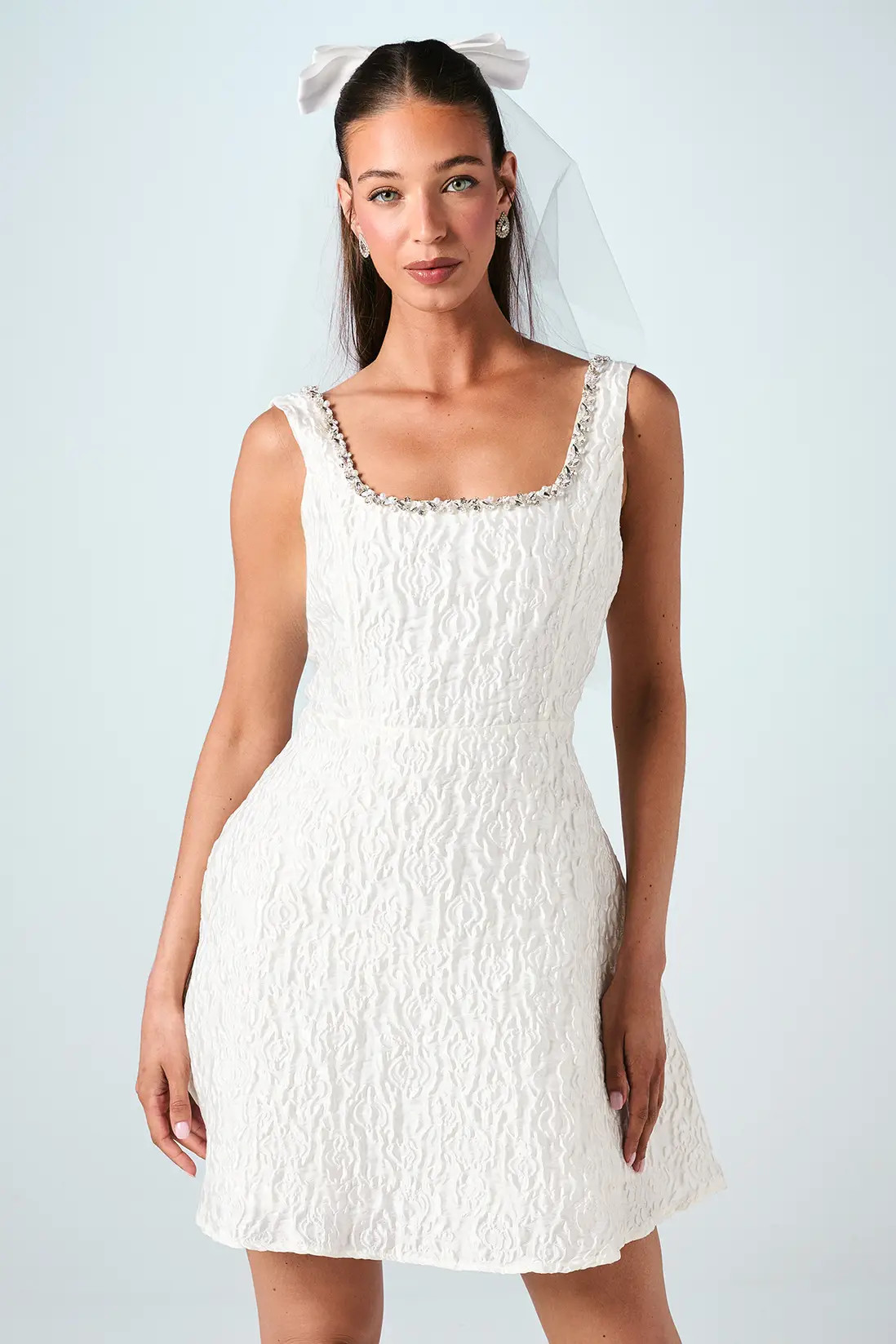 Dresses | Jacquard Full Skirted Mini Dress With Jewel Trim | Coast | Debenhams UK