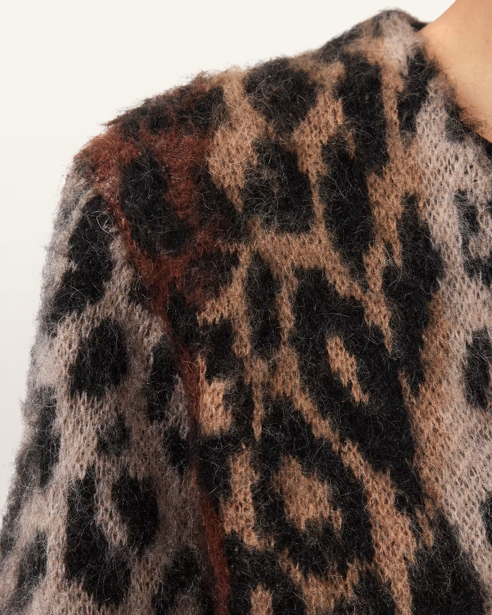 Wick Leopard Jacquard Cropped Cardigan LEOPARD BROWN | ALLSAINTS US | AllSaints US