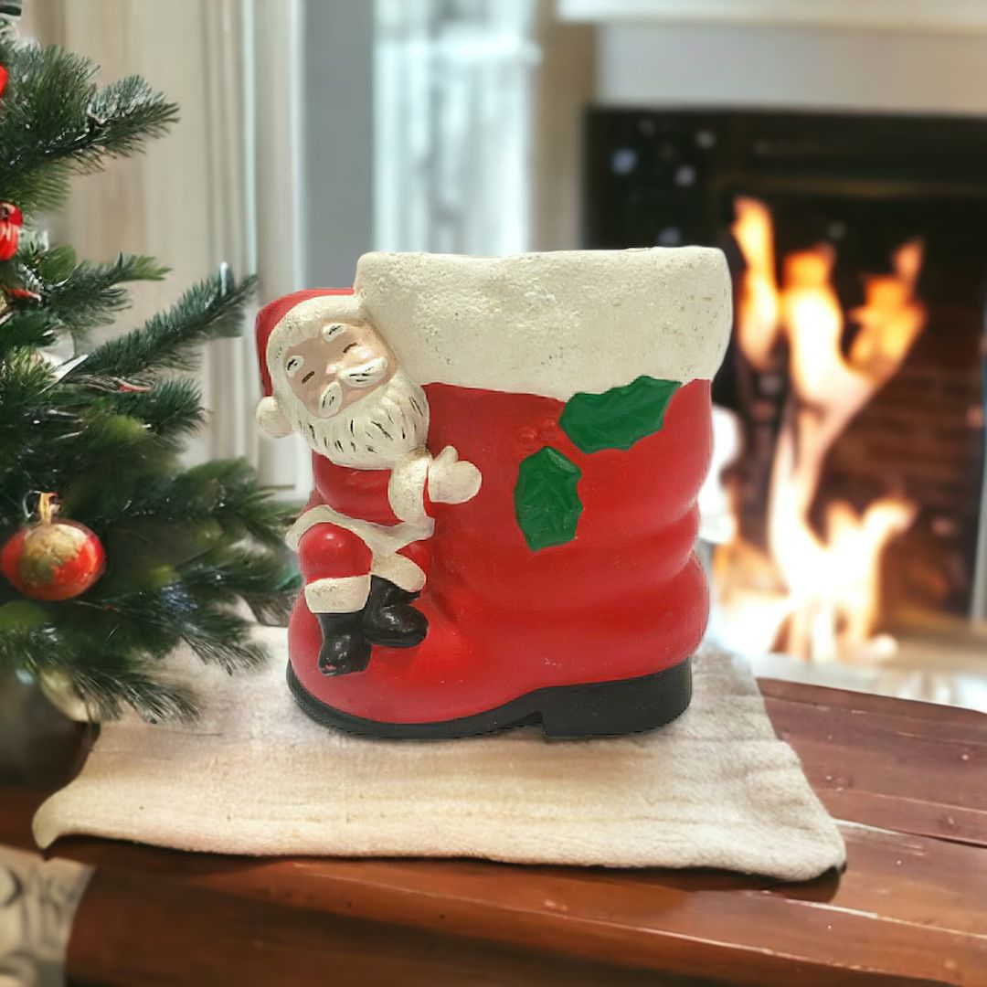 Vintage 1960s Ceramic Santa Boot Hand Painted Christmas - Etsy | Etsy (US)