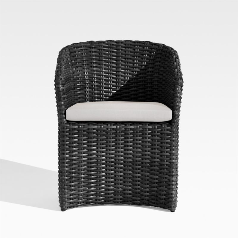 Abaco Resin Wicker Charcoal Dining Chair with White Sand Sunbrella Cushion + Reviews | Crate & Ba... | Crate & Barrel