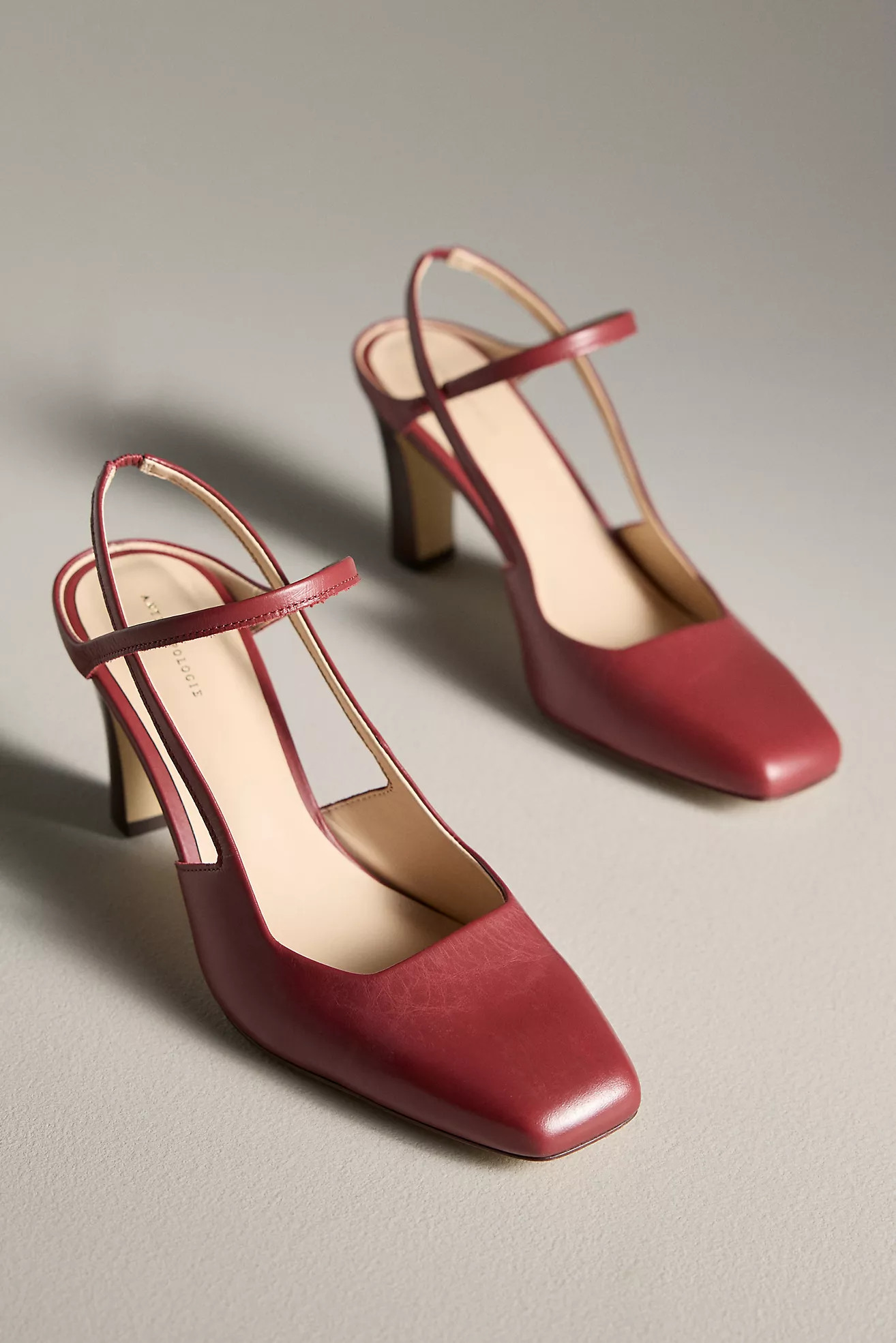 By Anthropologie Vintage Square-Toe Slingback Heels | Anthropologie (US)