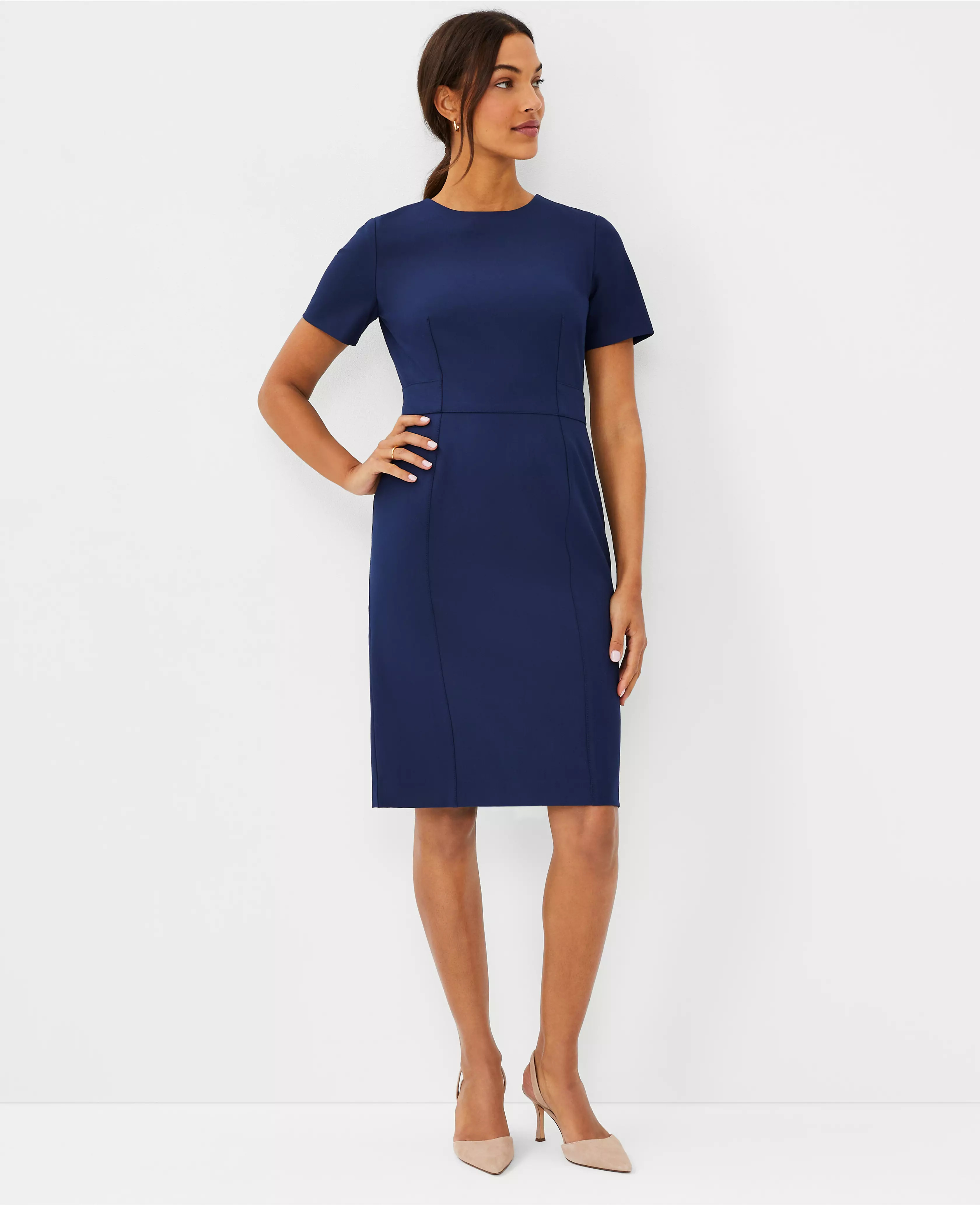 The Short Sleeve Sheath Dress in Bi-Stretch | Ann Taylor (US)